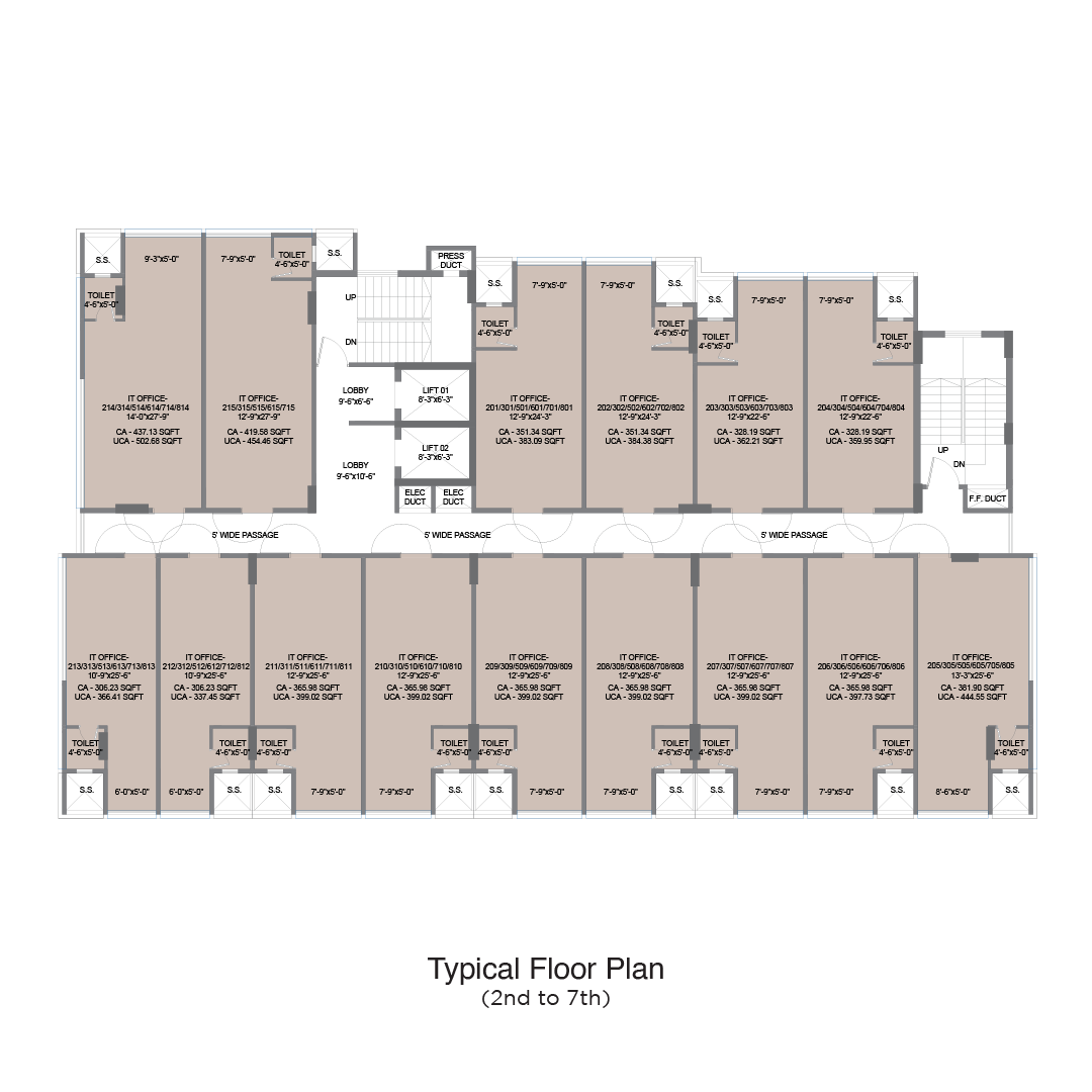 Typical Floor Plan (2nd to 7th)